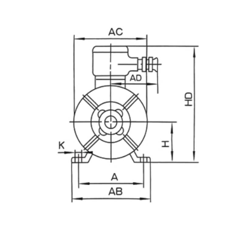 機(jī)座帶底腳、端蓋上無凸緣的電動機(jī)(B3)